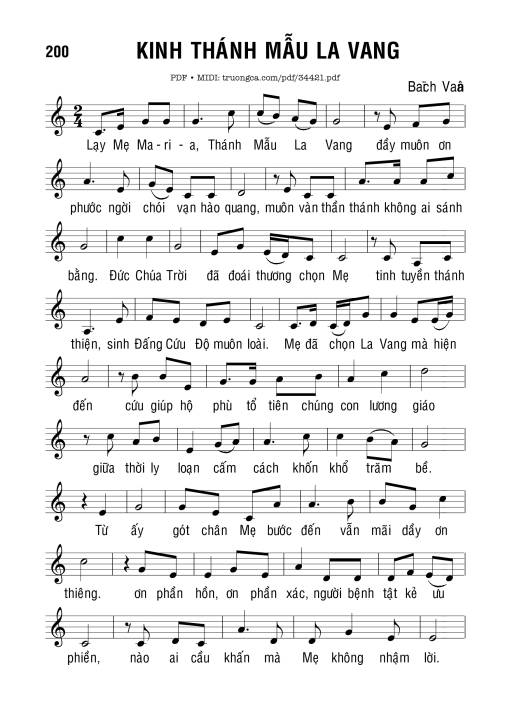 Sheet PDF of Kinh Thánh Mẫu La Vang