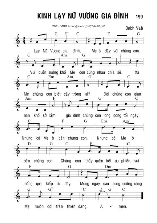 Sheet PDF of Kinh Lạy Nữ Vương Gia Đình