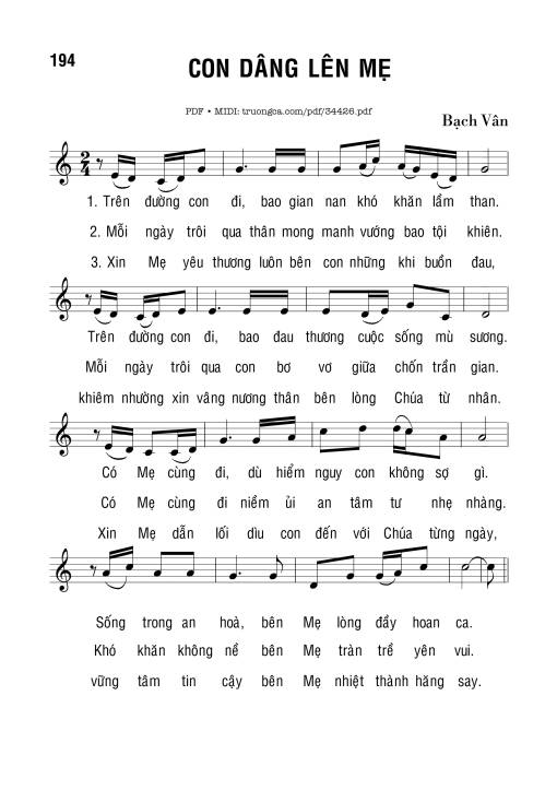 Sheet PDF of Con dâng lên Mẹ