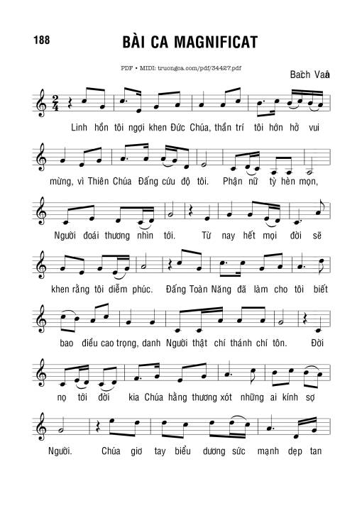 Sheet PDF of Bài Ca Magnificat