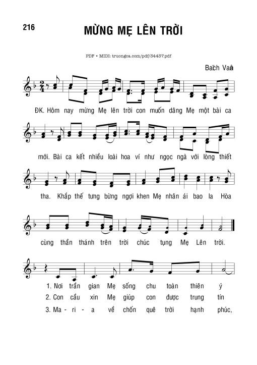 Sheet PDF of Mừng Mẹ Lên Trời