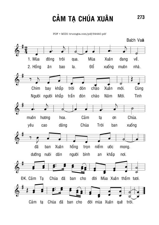 Sheet PDF of Cảm Tạ Chúa Xuân