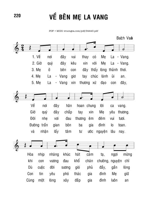Sheet PDF of Về Bên Mẹ La Vang