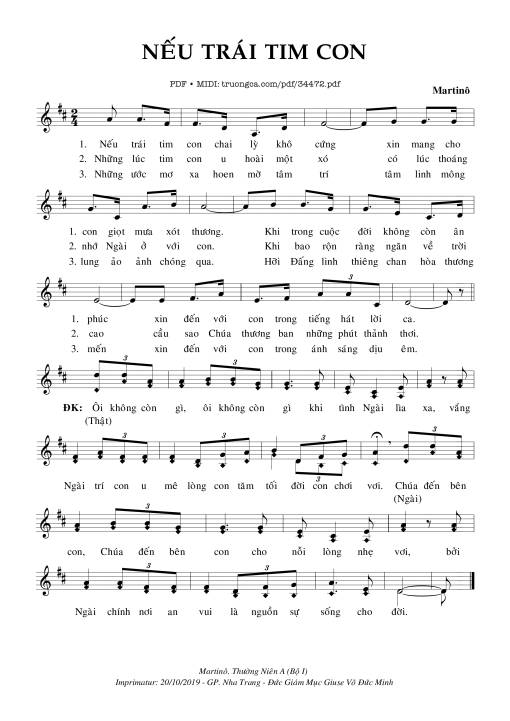 Sheet PDF of Nếu Trái Tim Con