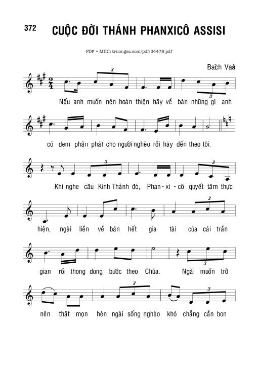 Sheet PDF of Cuộc Đời Thánh Phanxicô Assisi