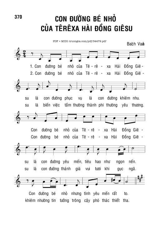 Sheet PDF of Con Đường Bé Nhỏ Của Têrêsa Hài Đồng Giê-Su