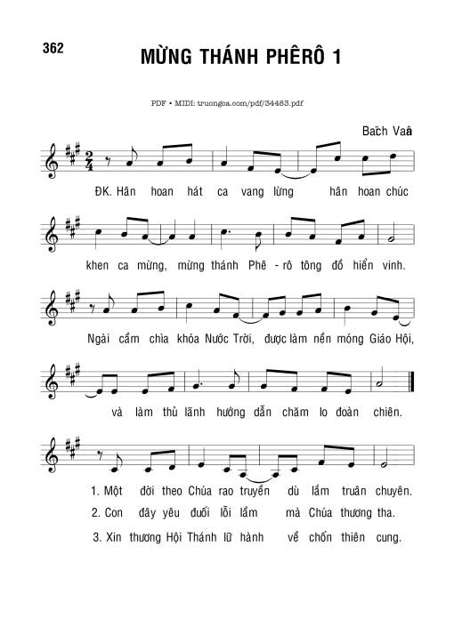 Sheet PDF of Mừng Thánh Phêrô 1