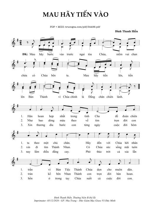 Sheet PDF of Mau Hãy Tiến Vào