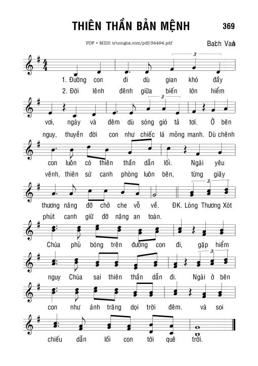 Sheet PDF of Thiên Thần Bản Mệnh