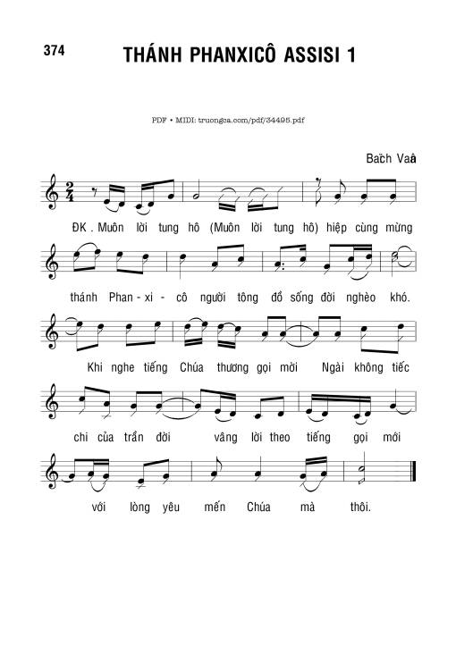 Sheet PDF of Thánh Phanxicô Assisi 1