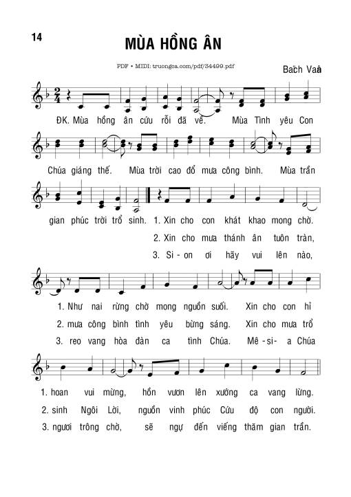 Sheet PDF of Mùa Hồng Ân