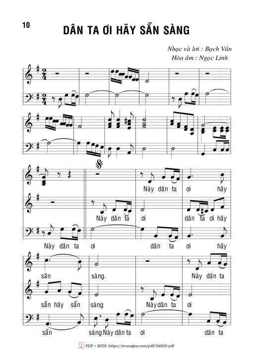 Sheet PDF of Dân Ta Ơi Hãy Sẵn Sàng