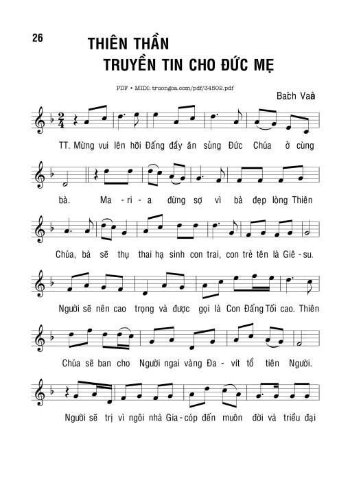 Sheet PDF of Thiên Thần Truyền Tin Cho Đức Mẹ