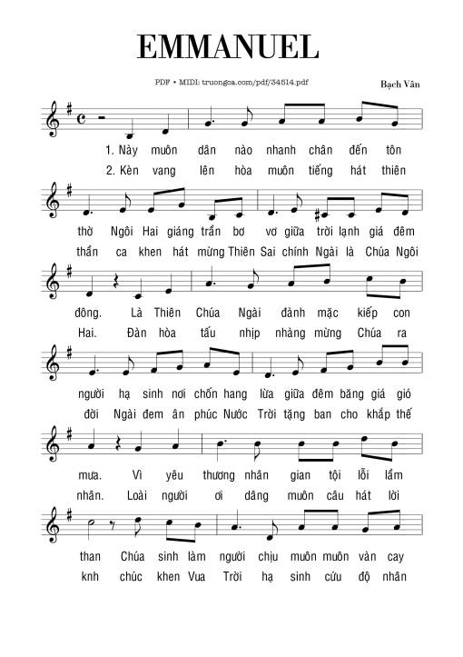 Sheet PDF of Emmanuel - Bạch Vân