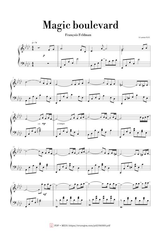 Sheet PDF of Magic boulevard Piano