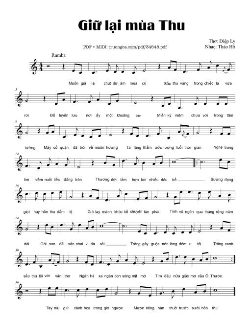 Sheet PDF of Giữ lại mùa Thu