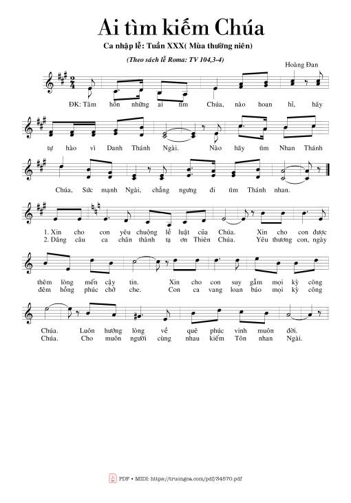 Sheet PDF of Ai tìm kiếm Chúa (TV. 104) (Tuần 30 TN)
