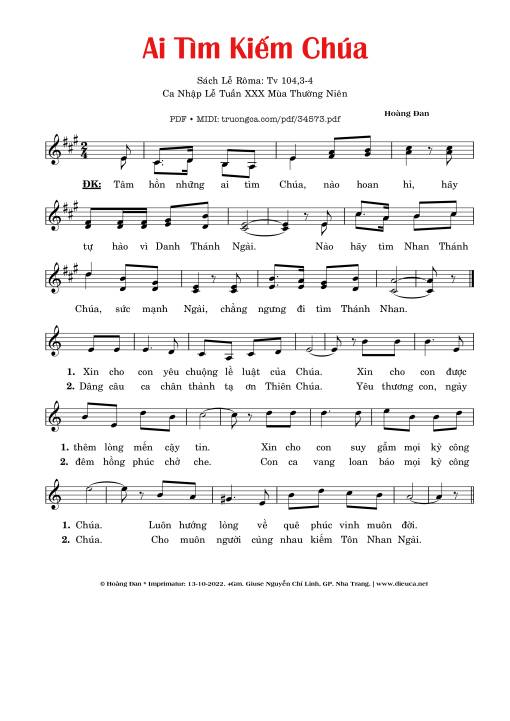 Sheet PDF of Ca Nhập Lễ (Tuần 30 Tn)