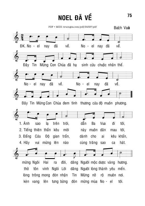 Sheet PDF of Noel Đã Về - Bạch Vân