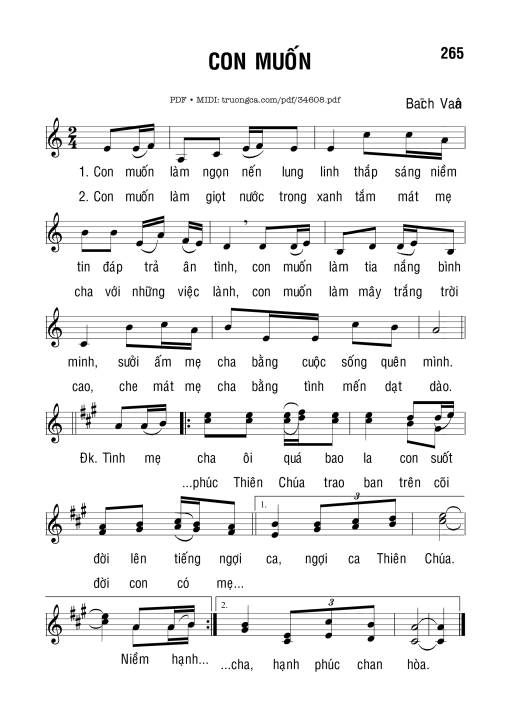 Sheet PDF of Con Muốn - Bạch Vân