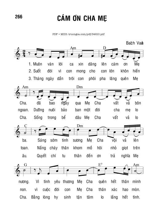 Cám Ơn Cha Mẹ - Bạch Vân