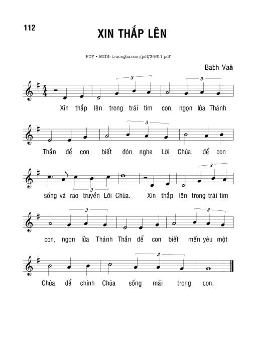 Sheet PDF of Xin Thắp Lên