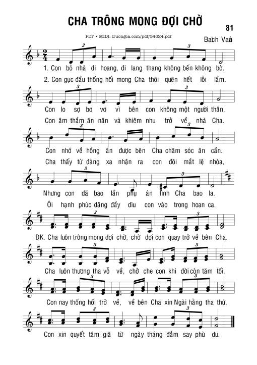 Sheet PDF of Cha Trông Mong Đợi Chờ