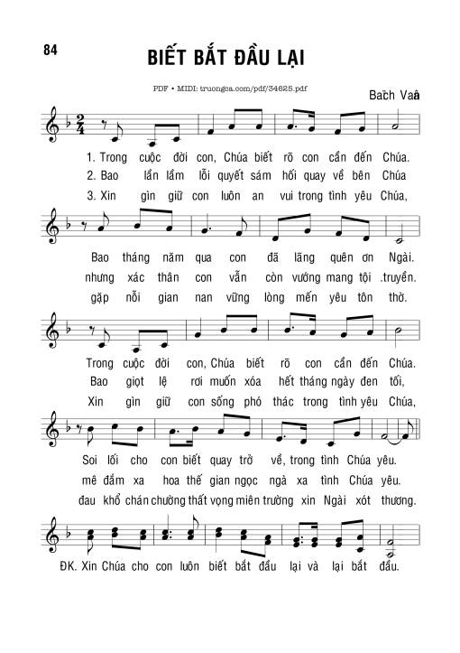 Sheet PDF of Biết Bắt Đầu Lại