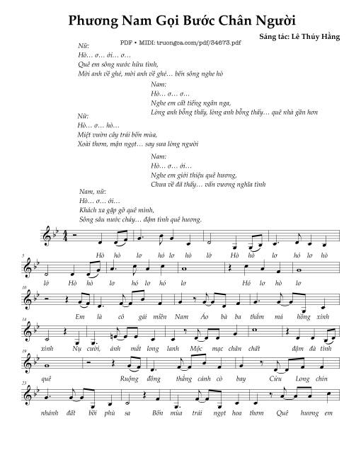 Sheet PDF of Phương Nam gọi bước chân người