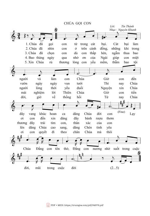Sheet PDF of Chúa gọi con