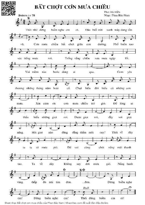 Sheet PDF of Bất chợt cơn mưa chiều