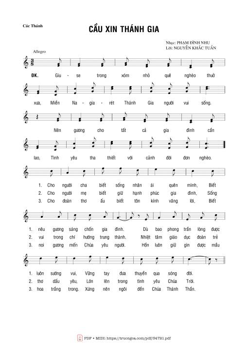 Sheet PDF of Cầu Xin Thánh Gia