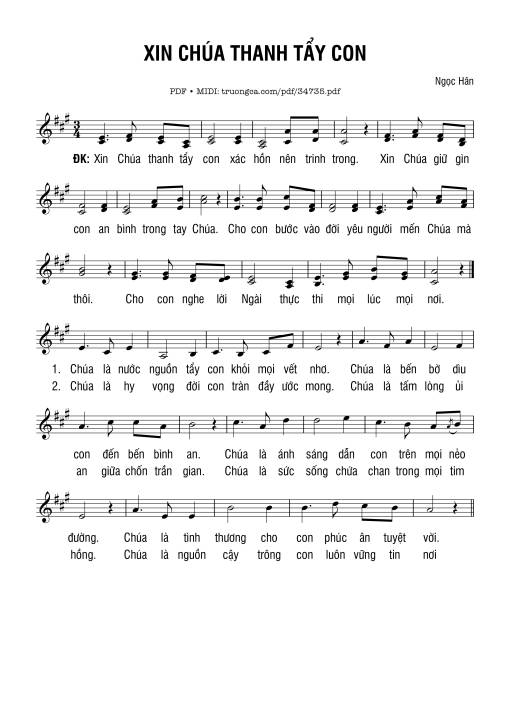 Sheet PDF of Xin Chúa Thanh Tẩy Con