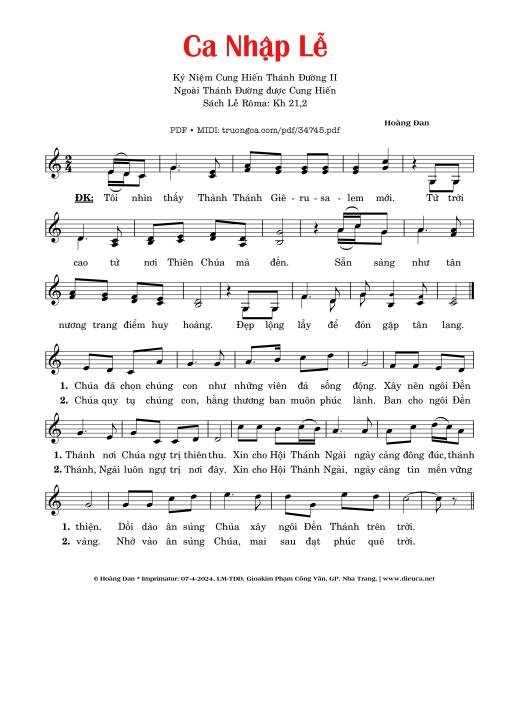 Ca Nhập Lễ (Kỷ Niệm Cung Hiến 2)