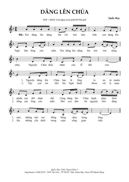 Sheet PDF of Dâng Lên Chúa
