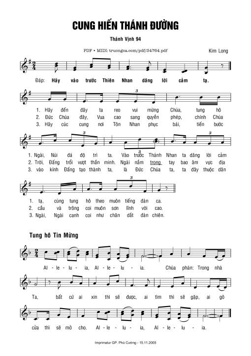 Sheet PDF of Thánh Vịnh 94, Lễ Cung Hiến Thánh Đường
