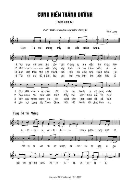 Sheet PDF of Thánh Vịnh 121, Lễ Cung Hiến Thánh Đường