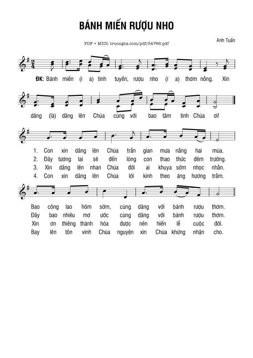 Sheet PDF of Bánh Miến Rượu Nho