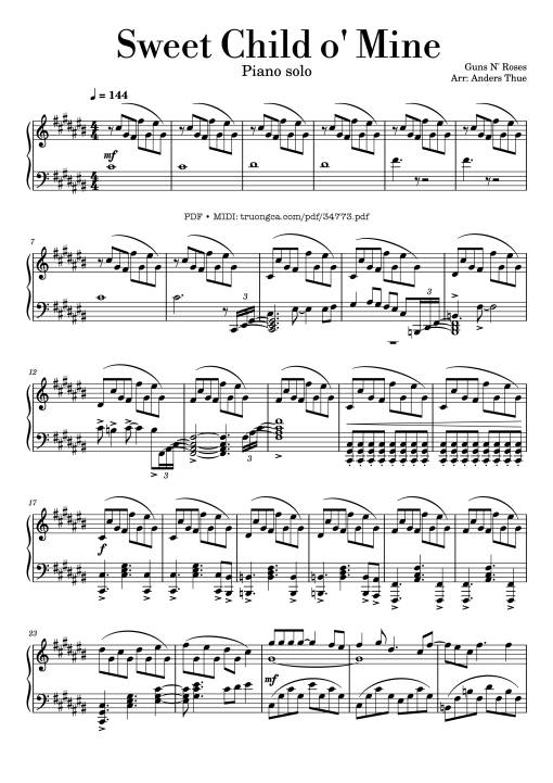 Sweet Child o' Mine Piano solo