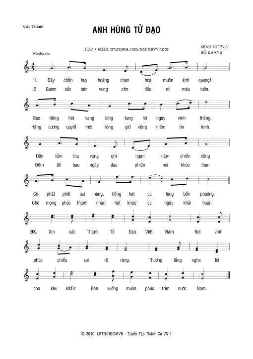 Sheet PDF of Anh Hùng Tử Đạo
