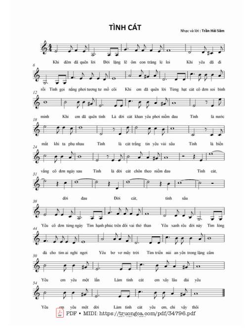 Sheet PDF of Tình cát - Trần Hải Sâm
