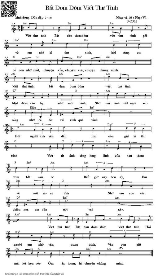 Sheet PDF of Bắt đom đóm viết thư tình