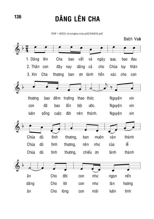 Sheet PDF of Dâng Lên Cha - Bạch Vân