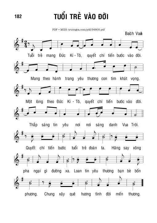 Sheet PDF of Tuổi Trẻ Vào Đời