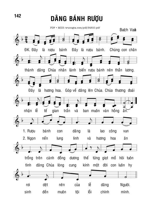 Sheet PDF of Dâng Bánh Rượu