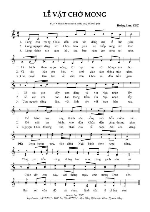 Sheet PDF of Lễ Vật Chờ Mong