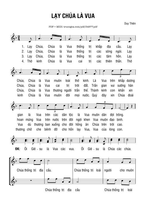 Sheet PDF of Lạy Chúa Là Vua
