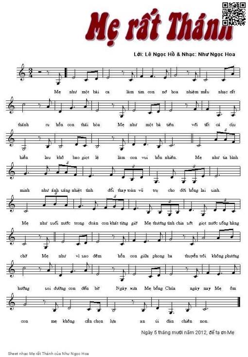 Sheet PDF of Mẹ rất Thánh