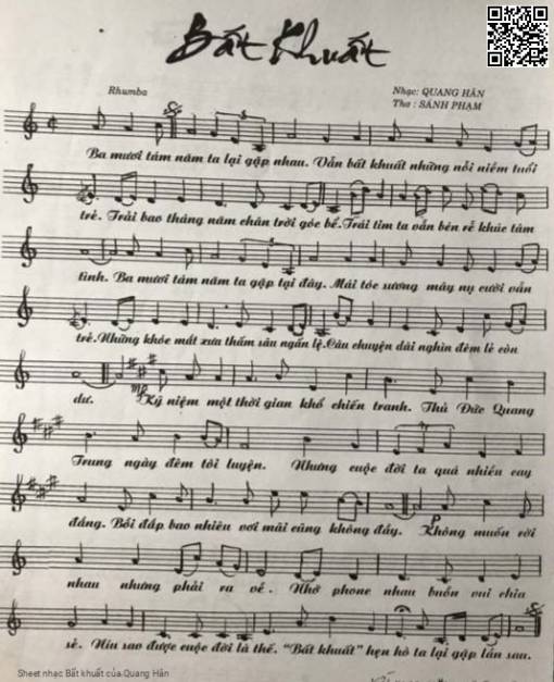 Sheet PDF of Bất khuất - Quang Hân