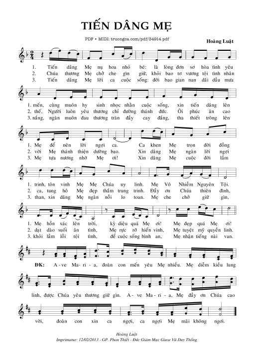 Sheet PDF of Tiến Dâng Mẹ